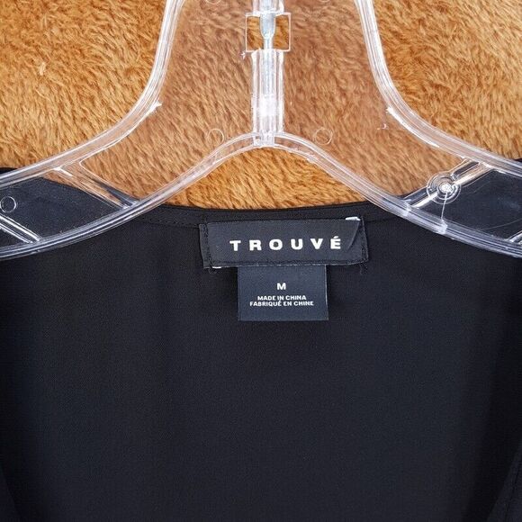 TROUVE Womens Top Medium Black Pullover Sleeveless Blouse Flowy Tank Pleated - Picture 2 of 7